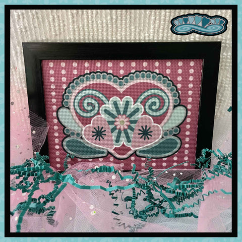 Hearts and Flowers in Pink Framed Art Print