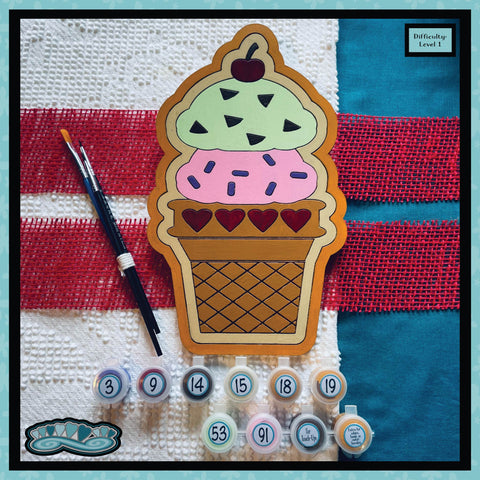 Summer's Delight Ice Cream Cone Paint-by-Number Kit